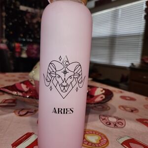 NWT Pink Aries Zodiac Glass Water Bottle